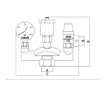 Группа безопасности для котла VIEIR 1" (лат)  3 BAR     AQ1063